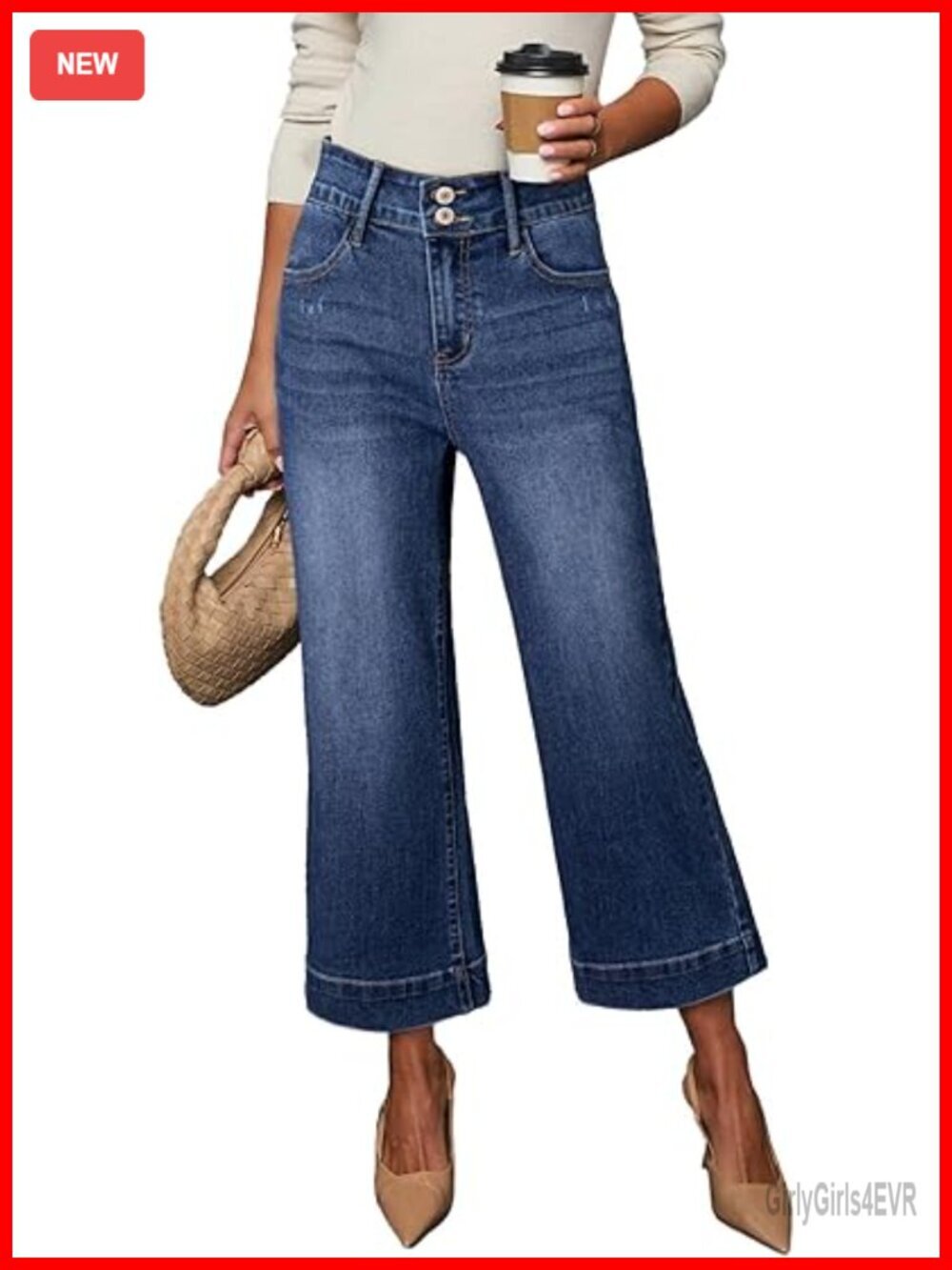 High Waisted Wide Leg Baggy Jeans Stretch Denim Pants